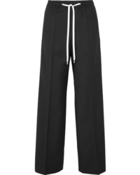 Черно-белые шерстяные широкие брюки