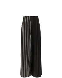 Черно-белые шерстяные широкие брюки в вертикальную полоску