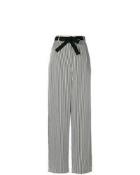Черно-белые широкие брюки в вертикальную полоску