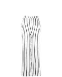 Черно-белые широкие брюки в вертикальную полоску от Asceno