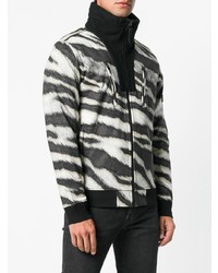 Мужской черно-белый бомбер с принтом от Stone Island