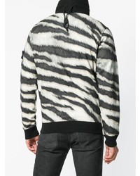 Мужской черно-белый бомбер с принтом от Stone Island