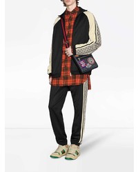 Мужской черно-белый бомбер с принтом от Gucci