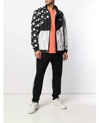 Мужской черно-белый бомбер с принтом от Reebok