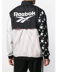 Мужской черно-белый бомбер с принтом от Reebok