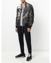 Мужской черно-белый бомбер с принтом от Philipp Plein