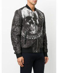 Мужской черно-белый бомбер с принтом от Philipp Plein