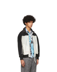 Мужской черно-белый бомбер от Kanghyuk