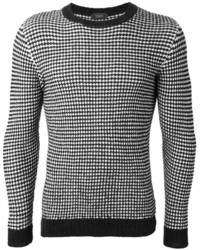 Мужской черно-белый вязаный свитер с круглым вырезом от Zanone