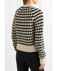Женский черно-белый вязаный свитер от Saint Laurent