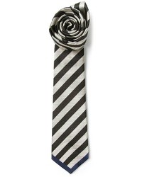 Черно-белый галстук в горизонтальную полоску