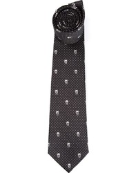 Мужской черно-белый галстук в горошек от Alexander McQueen