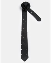 Мужской черно-белый галстук в горошек от Asos