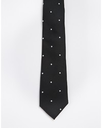 Мужской черно-белый галстук в горошек от Asos
