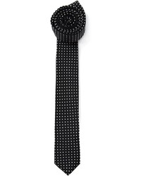 Мужской черно-белый галстук в горошек от Saint Laurent