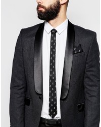 Мужской черно-белый галстук с принтом от Asos