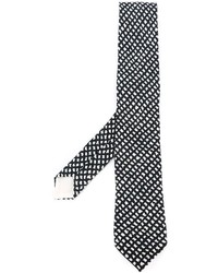 Мужской черно-белый галстук с принтом