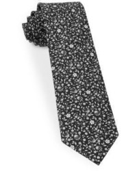 Черно-белый галстук с цветочным принтом