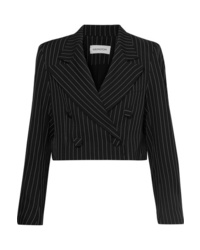 Женский черно-белый двубортный пиджак в вертикальную полоску от 16Arlington