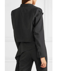 Женский черно-белый двубортный пиджак в вертикальную полоску от 16Arlington