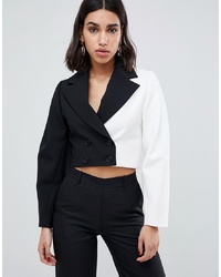 Женский черно-белый двубортный пиджак от ASOS DESIGN