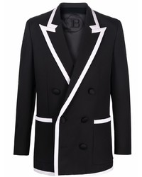 Мужской черно-белый двубортный пиджак от Balmain
