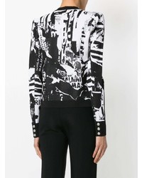 Женский черно-белый кардиган с принтом от Balmain