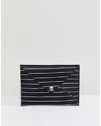 Черно-белый кожаный клатч в горизонтальную полоску от Pull&Bear