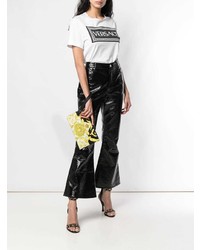 Черно-белый кожаный клатч с принтом от Versace