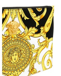 Черно-белый кожаный клатч с принтом от Versace