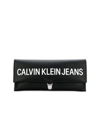 Черно-белый кожаный клатч с принтом от Calvin Klein Jeans