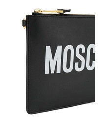 Черно-белый кожаный клатч с принтом от Moschino