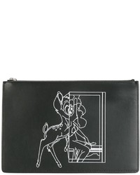 Черно-белый кожаный клатч с принтом от Givenchy