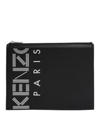 Черно-белый кожаный клатч с принтом от Kenzo