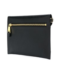 Черно-белый кожаный клатч с принтом от Moschino