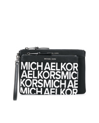 Черно-белый кожаный клатч с принтом от MICHAEL Michael Kors