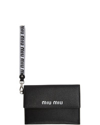 Черно-белый кожаный клатч с принтом от Miu Miu
