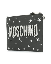 Черно-белый кожаный клатч с принтом от Moschino