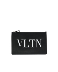 Черно-белый кожаный клатч с принтом от Valentino