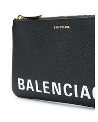 Черно-белый кожаный клатч с принтом от Balenciaga