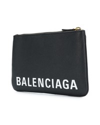 Черно-белый кожаный клатч с принтом от Balenciaga