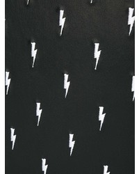 Мужской черно-белый кожаный мужской клатч с вышивкой от Neil Barrett