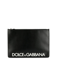 Мужской черно-белый кожаный мужской клатч с принтом от Dolce & Gabbana