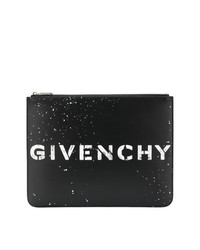 Мужской черно-белый кожаный мужской клатч с принтом от Givenchy
