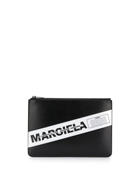 Мужской черно-белый кожаный мужской клатч с принтом от Maison Margiela