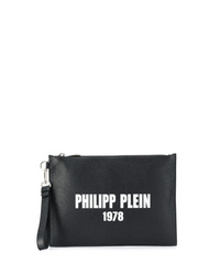 Мужской черно-белый кожаный мужской клатч с принтом от Philipp Plein