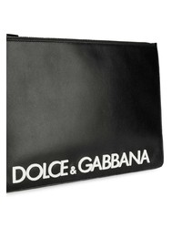 Мужской черно-белый кожаный мужской клатч с принтом от Dolce & Gabbana