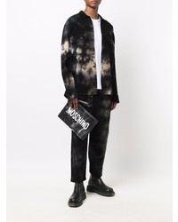 Мужской черно-белый кожаный мужской клатч от Moschino