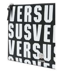 Мужской черно-белый кожаный мужской клатч от Versus