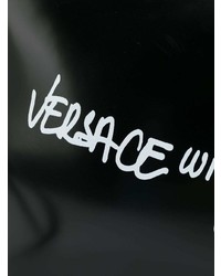 Мужской черно-белый кожаный мужской клатч от Versace